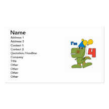 Little Dino 4th Birthday Tshirts and Gifts Business Card