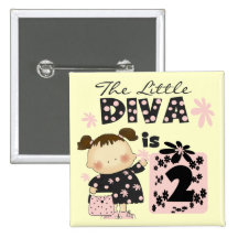 Little Diva 2nd Birthday Tshirts and Gifts Pins