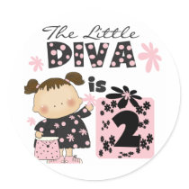 Little Diva 2nd Birthday Tshirts and Gifts Sticker