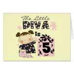 Little Diva 5th Birthday Tshirts and Gifts Greeting Cards