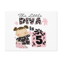 Little Diva 5th Birthday Tshirts and Gifts Postcards