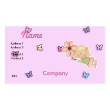 Little Fairy Girl with Flower Business Card Template