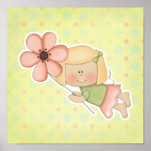 Little Fairy Girl with Flower Poster