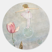 Little Fairy on a Bubble Round Stickers