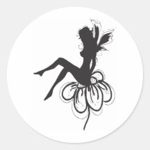 Little Fairy on a Flower Round Sticker