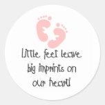 Little Feet Big Imprints Pink Round Stickers