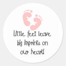 Little Feet Big Imprints Pink Round Stickers
