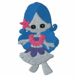 Little Flower Mermaid Blue Hair Girl Design embroidered shirts
