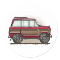 Little Four Wheel Station Wagon Round Sticker