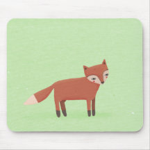 little fox cute woodland creature on green mouse mats