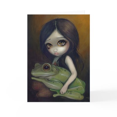 "Little Frog Girl" Greeting Card by strangeling