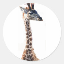 "Little Giraffe" Wildlife Animal Watercolor Round Sticker