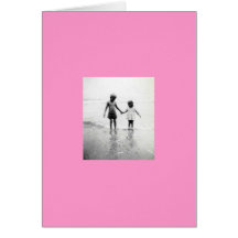 little girl and boy holding hands greeting card