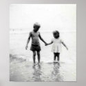 Little girl and boy holding hands largeposter posters