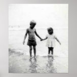 Little girl and boy holding hands largeposter posters