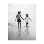 little girl and boy holding hands post card postcards