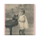 little girl and dog phone magnets