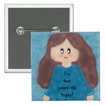 Little Girl Birthday Party Button