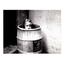 Little Girl in Barrel Postcard