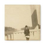 little girl in black fridge magnet