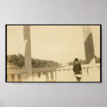 little girl in black poster with black border posters