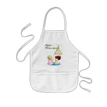Little Girl in Nightgown Christmas Eve Apron