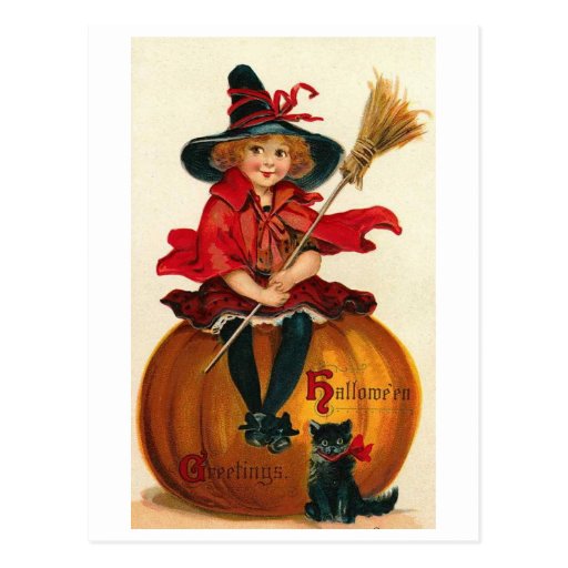 Little Girl in Witch Costume Post Cards