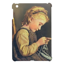 Little Girl Knitting iPad Mini Cover