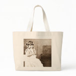Little Girl Listening to Radio with Headphones bags
