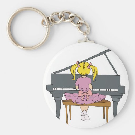 little girl playing piano key chains
