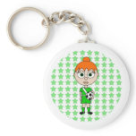 Little Girl Soccer Star Green Red Hair keychains
