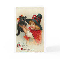 Little Girl with Black Kitten Cards