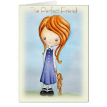 Little Girl with Bunny Plush Friend Greeting Card