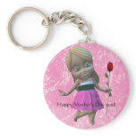 Little Girl with Rose, Happy Mother's Day 2008 keychains