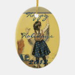 Little Girl Writing on Wall Greeting Ornament