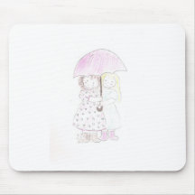 Little Girls Under Umbrella Mousepad