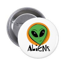 Little Green Alien Pinback Button