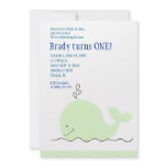 Little Green Whale 5x7 Birthday Invitation