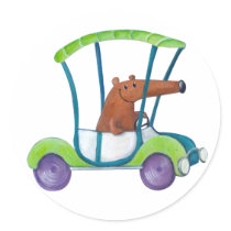 Little Guy in Cute Car stickers by colonelle Little Guy in Cute Car stickers