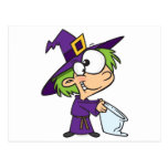 little halloween witch kid postcards