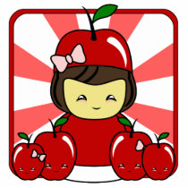 Little Kawaii Apple Girl With Apples Photo Cutout