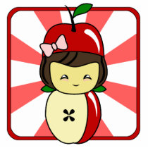 Little Kawaii Apple Girl With Seeds Photo Sculptures