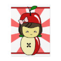 Little Kawaii Apple Girl With Seeds postcards