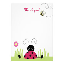 Little Ladybug Flat Thank you note cards Personalized Announcement