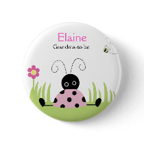 Little Ladybug Pink NAME TAG Personalised Button
