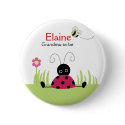 Little Ladybug Red NAME TAG Personalised Button