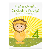 Little Lion Boy Birthday Party Custom Announcements