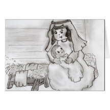Little Mary and Baby Jesus Greeting Card