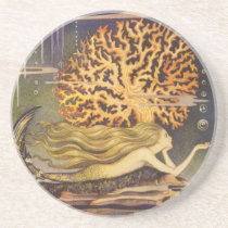 Little Mermaid Under the Ocean by Jennie Harbour Drink Coasters