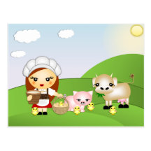 Little Milk Maid and friends Postcard